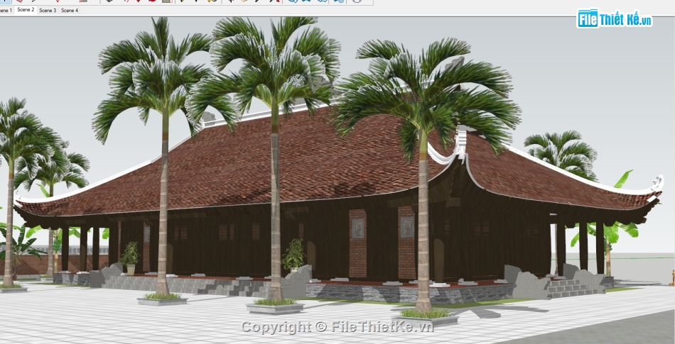 Nhà thờ họ  Su,3dsu Nhà thờ họ,Nhà thờ sketchup,File su Nhà thờ họ,Render nhà thờ họ